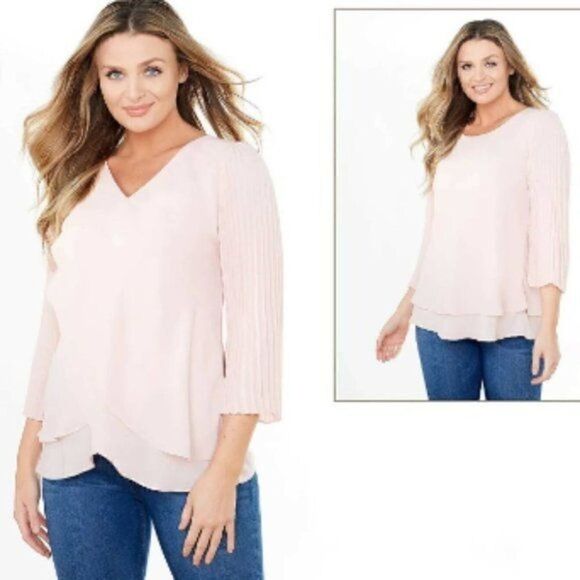 NWOT Laurie Felt Reversible Pleated Sleeve Blouse Sz XS - Picture 13 of 14